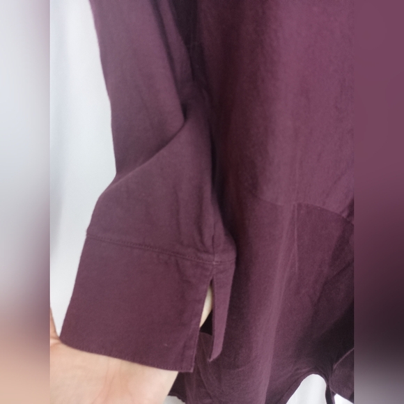SOFT SURROUNDINGS Deep Burgundy Jersey Button-Down Tunic Shirt (#100) - Picture 3 of 7